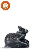 Black Marble Nandi Idol, symbolizing wealth & harmony, handmade in India (1 inch)