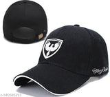 Black cotton baseball cap with white embroidered eagle and lettering