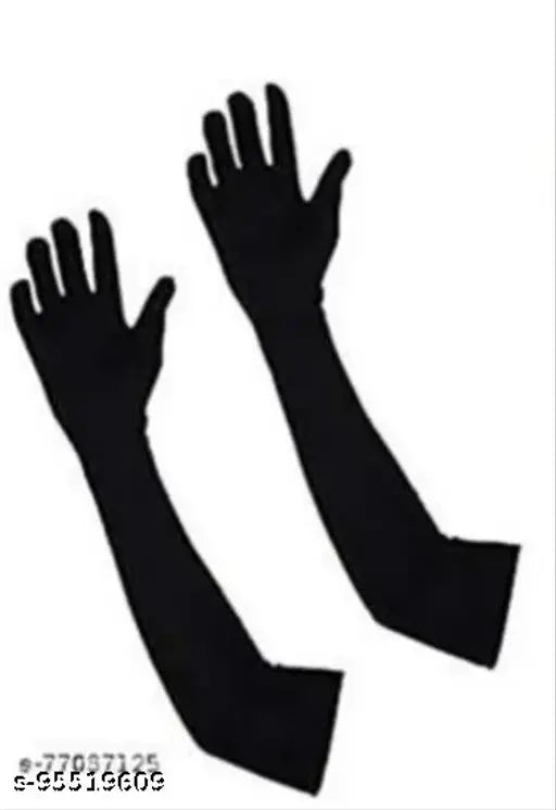Hijab cap and gloves set in gray, designed with a plain motif