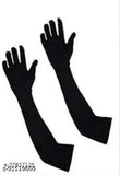 Hijab cap and gloves set in gray, designed with a plain motif