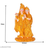 Gold-plated Resin Radha Krishna Idol Showpiece (19x11x11cm) - Hindu Living Room Decoration, ideal for family & friends gifts, corporate presents for employees
