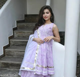 Purple and gold printed dupatta set women's fashion