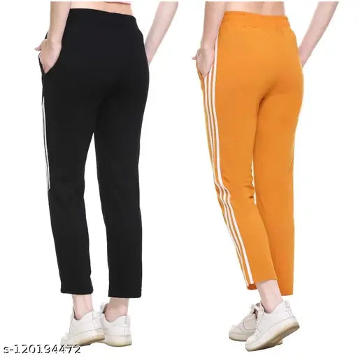 Orange and black sports joggers, women's athletic leggings, gym pants