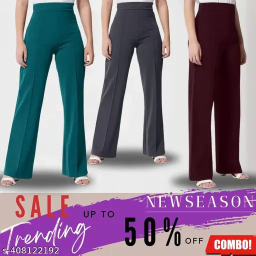 Womens high waist bell bottom trousers, navy blue color