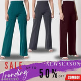Womens high waist bell bottom trousers, navy blue color