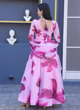 Flower-print Georgette Dvd dress, long sleeves, Indian origin