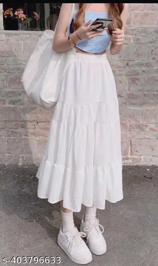 Rayon self-design net skirt for women, trendy latest fashion from India