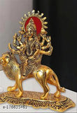 Gold metal Durga Maa Murti home decorative showpiece, intricately crafted Goddess Durga figurine for Indian home decor, 12cm height