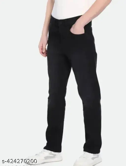 Black slim fit casual jeans for men
