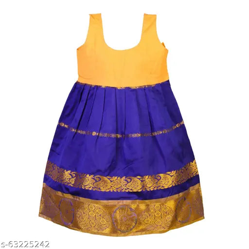 Chanderi silk Senpaga Pattu lehenga with embellished stitch, suitable for 6-12 months Indian ethnic wear for girls