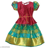 Cotton-silk Leela Pattu Girls' Lehenga Choli with waist belt, vibrant floral design, Indian traditional wear for festivals & parties