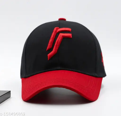 Black cotton color-blocked baseball cap, adjustable size for running workouts and outdoor activities