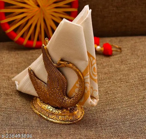 Metal duck napkin holder, decorative bird & animal showpiece for home or office. Measures 10 cm (L) x 7 cm (B) x 11 cm (H). Indian origin