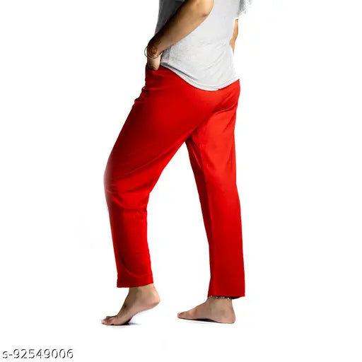 Red cotton pyjama night dress lounge wear, printed pattern, set of 2