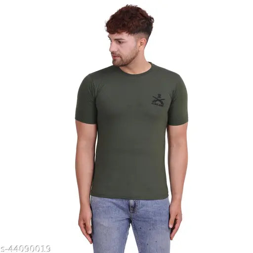 Glaucus military army style solid cotton blend T-shirt for men, ideal for smart casual or weekend wear