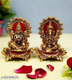 Metal Laxmi Ganesh idol, 8x8x11cm, Indian artisan-crafted for home, temple, office gifting, promoting luck and happiness