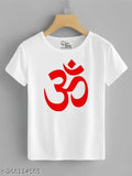 Om printed t-shirt, cotton blend, short sleeves, India-made