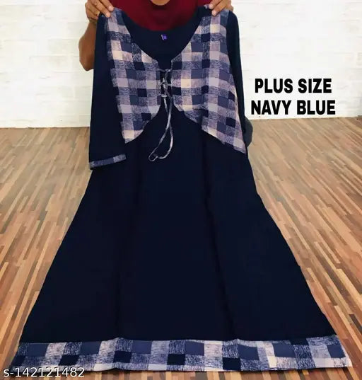 Plus-size rayon slub kurta with attached jacket, solid color, ZP Brand quality from India