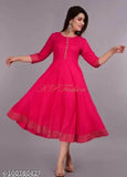Pink anarkali kurti, border print design