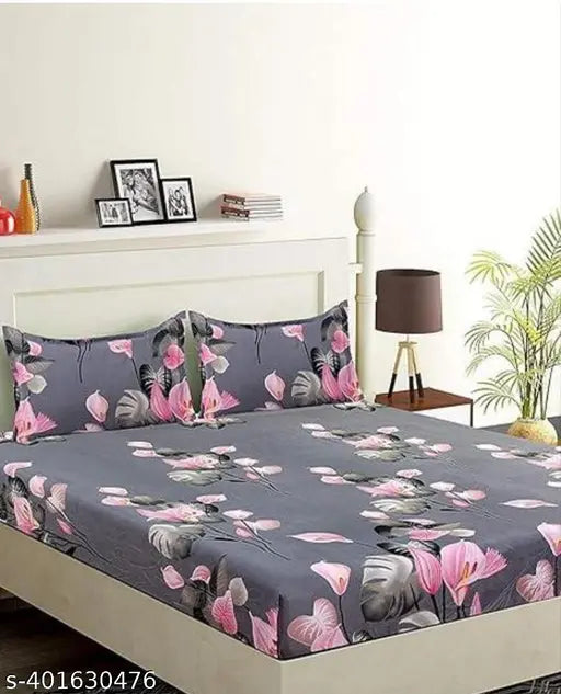 White and linen GlaceCotton double bed sheets with 2 pillow covers, ideal for summer