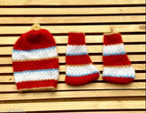 Woolen striped newborn baby set by Aman Knitter, long sleeves for winter wear