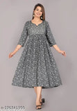 Gray long-sleeved dress with embroidery