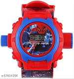 Red and blue digital watch with Spider-Man graphic design on strap