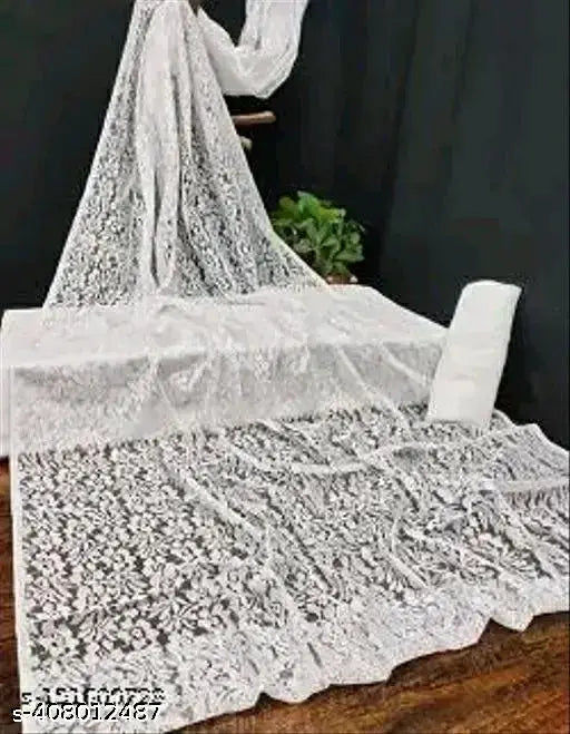 Art Silk net solid saree with embroidered blouse, free size, India origin