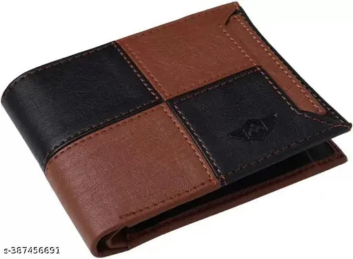 Multicolor faux leather men's wallet with 5 card slots, coin pocket, hidden pockets - Indian handcrafted designer brand, compact and functional design