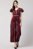 Multicolor striped crepe jumpsuit for women, high-quality fabric, versatile for parties, weddings, business events