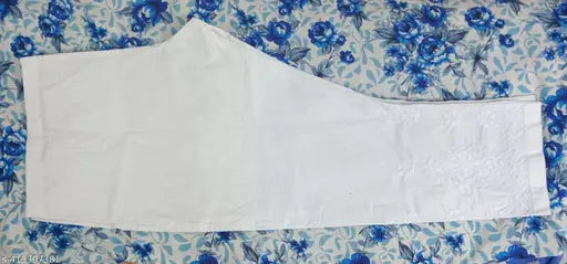 White Chikankari cotton women's pant, Indian Chikari fabric for various sizes