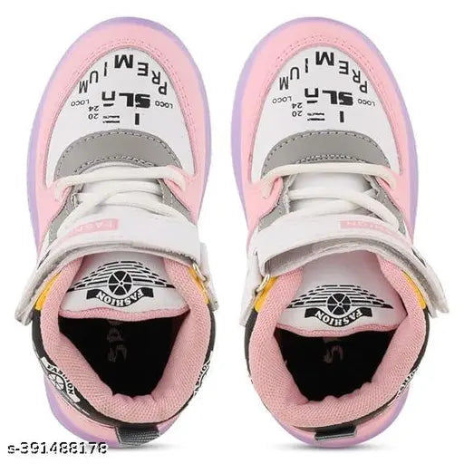 Redburg kids red and white casual walking running shoes with LED lights, latest design