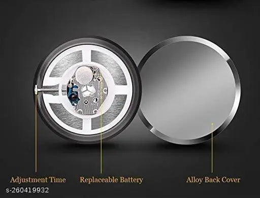 Car dashboard quartz clock with vent clip & adhesive tape. Durable, luminous night vision display, stainless steel design. Suitable for car or home decor