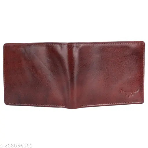 Genuine leather men's wallet, Wealth valley, solid pattern, 2 compartments, free size (9cm x 12cm)
