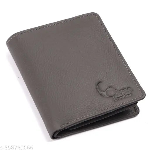 Gray RFID-blocking genuine leather men's wallet by Crane Leathers. Soft and secure, perfect for storing essential cards