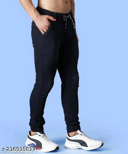 Solid navy blue denim jeans for men by Zaysh, size 32