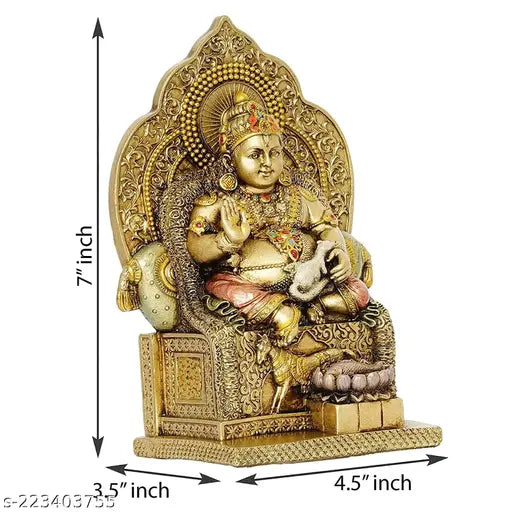 Multi-colored poly resin Lord Kuber statue for wealth and harmony, decorative showpiece for home or puja