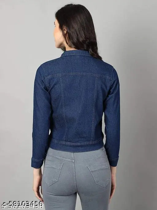 Light Blue Denim Women's Jacket - Classic style, full sleeves, shank buttons, chest pockets, perfect addition to any wardrobe