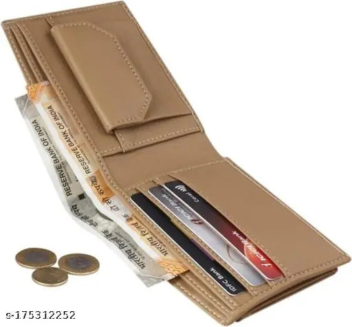 Royal Craft PU leather men's wallet, new designer trending. Solid brown wallet with 2 compartments and detachable card holder