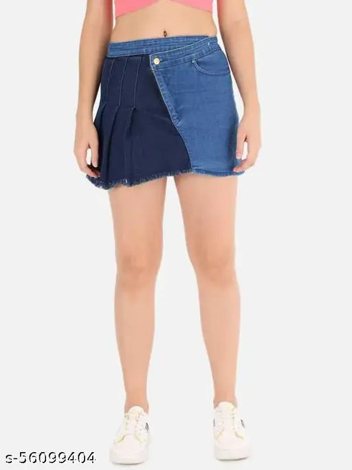 Denim colorblocked blue women's skirt from THE DRY STATE, size 30 (30/14/38), India origin