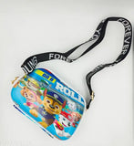Black and blue sling purse with colorful strap, shoulder bag for girls