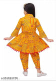 Rayon ethnic kurta set for girls wedding, traditional printed dhoti pants and three-quarter sleeves, Indian clothing for 3-10 years
