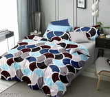 Glace Cotton geometric patterned double bedsheet set with two pillow covers (72x78 inches, 18x28 inches), elastic corners and 10-inch skirt, machine washable, Indian origin