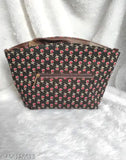 Stylish Ikkat 5 chain sling bag with floral pattern, black base, adjustable strap