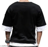 Indian-origin solid cotton blend casual round neck t-shirt for men, short sleeves, trendy