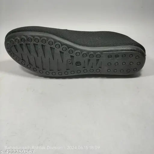 Lightweight PVC solid black shoes for girls & women, sizes IND-5 to IND-9 - comfortable daily wear footwear