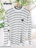 Woolen striped full sleeve t-shirt for men (India), warm winter wear in M, L, XL sizes