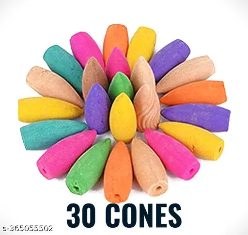 Brown polyresin Shivling-shaped backflow incense holder with 30 free scented cones for a smokey fall decor