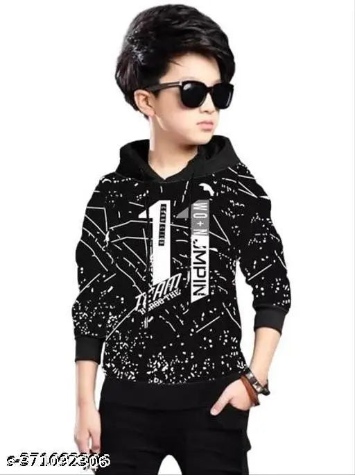 KIDS REGULAR FITTED FULL SLEEVES HOODIE/PULLOVER COTTON T-SHIRT