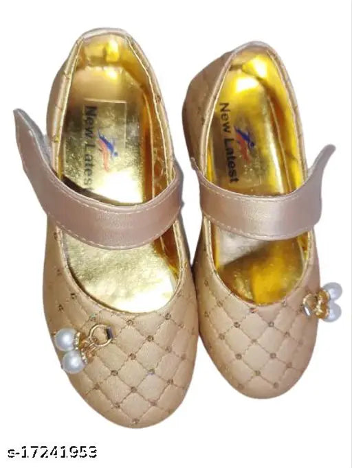 Golden synthetic ballerinas for girls partywear (size: 3.5-4 years) made in India